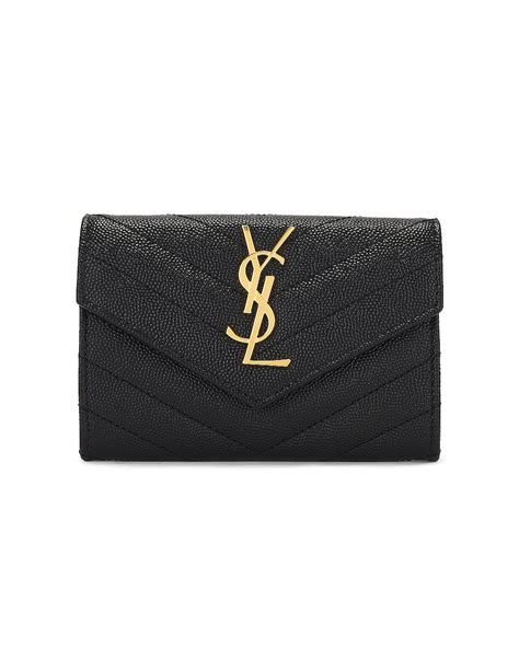 Saint Laurent Small Cassandre Envelope Wallet in Noir 